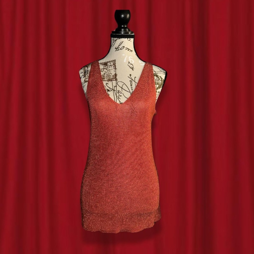 mamma mia style summer orange glitter top